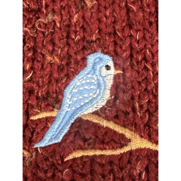 VTG Christopher Banks Med Red Hand Embroidered Christmas Snowman Nature Sweater - Picture 6 of 13